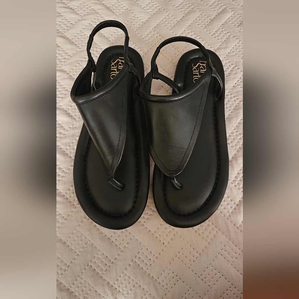 Franco Sarto Black Kids Leather Thong Sandals